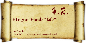 Hinger Renátó névjegykártya
